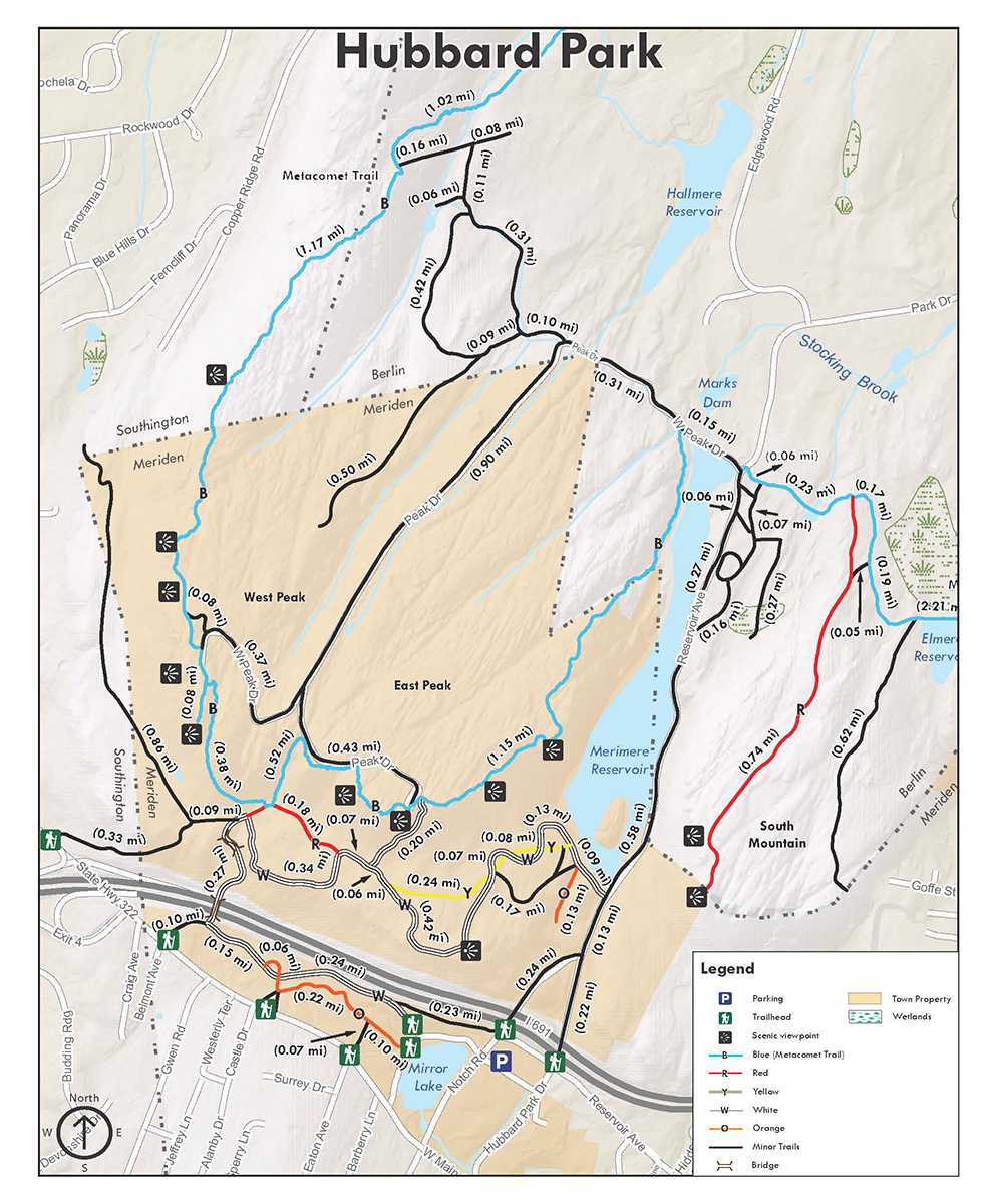 map of Hubbard Park hikes